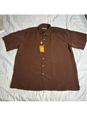 Men's INSERCH Brown Casual Button Down Shirt XXL